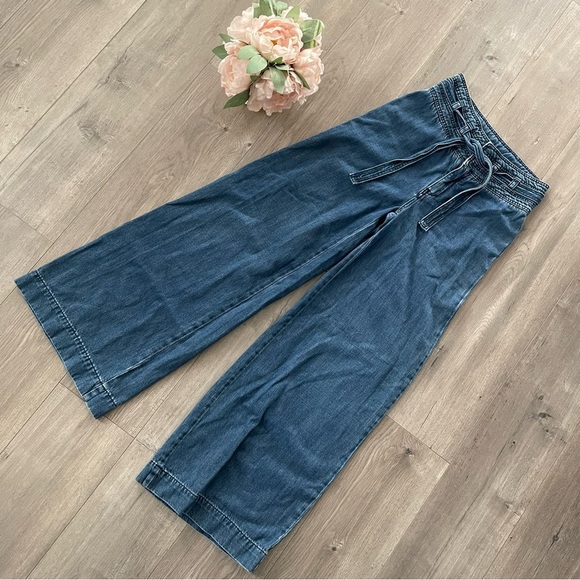 Free People Augusta Flare Wide Leg Belted Blue Denim Jeans - Picture 3 of 7